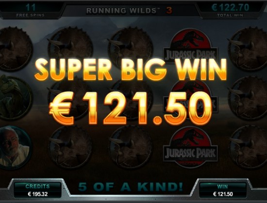 Un coup sur les free spins qui me donne 121.50€ pour une mise de 60 cts !